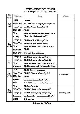 Kế hoạch bài học tuần 11 lớp 4 - Năm học 2016-2017 - Lê Văn Hoàn